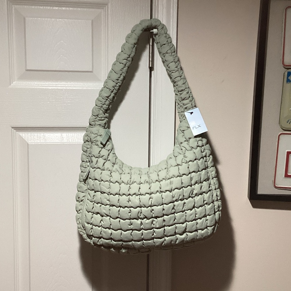 FLX Women's Quilted Hobo Bag in Light Sage - see description